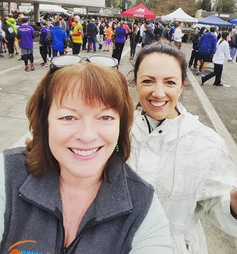 Volunteer and Author, Kathy Toynbee, with Race Director, Sasha Konell, of the Gresham Lilac Run