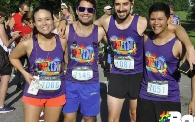 Colorful, branded race tank tops for the St. Louis Frontrunner's Pride race.