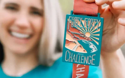 Custom Color Fill Race Medal for Forty-Forty Challenge with Feed-Through Ribbon