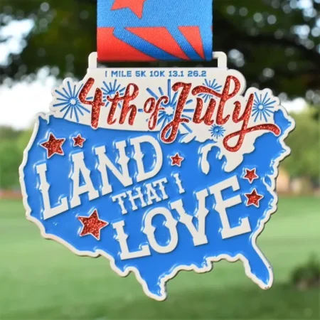 Fantastic USA Shaped 4th of July Race Medal