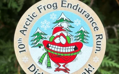 Color Printed Wood Race Medal for the Arctic Frog Endurance Run.