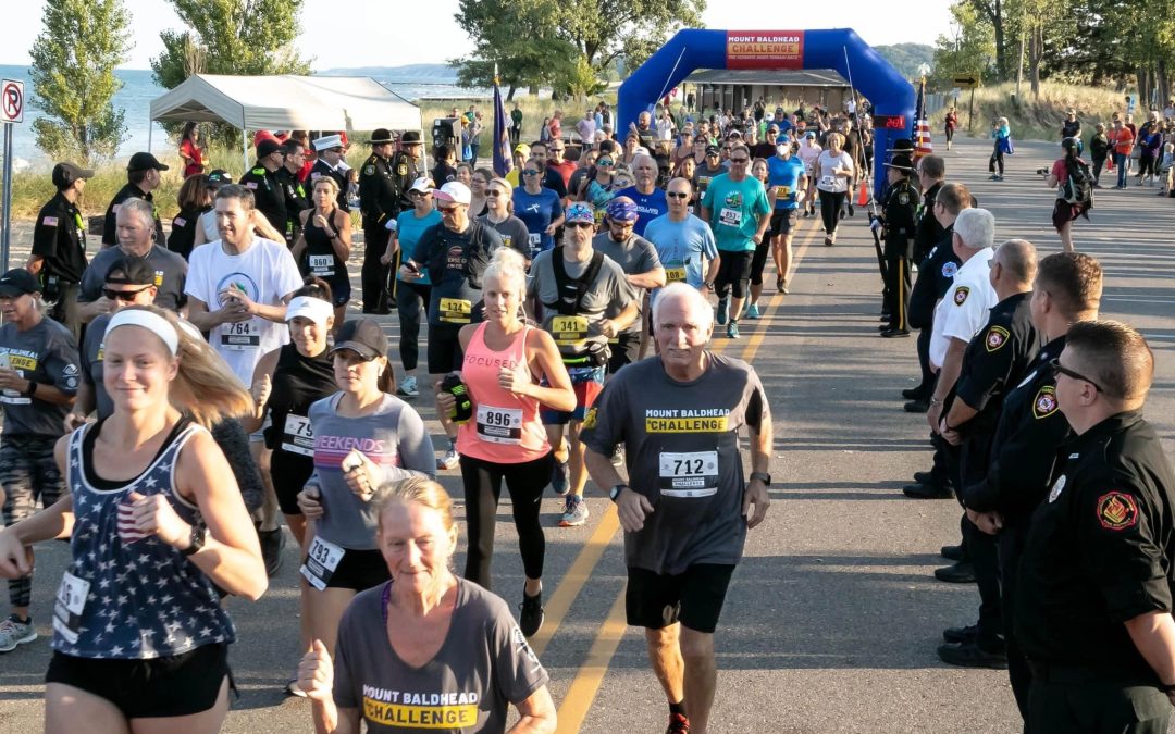 Runners take off from the starting line at the Mount Baldhead Challenge