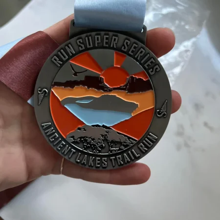 Custom Color Filled Race Medal for the Ancient Lakes Trail Run