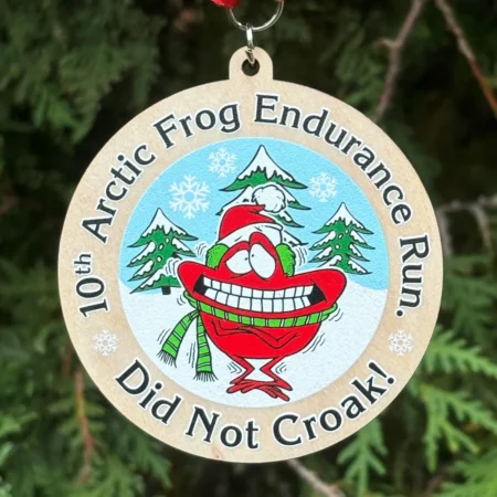 Color Printed Wood Medal for the Arctic Frog Endurance Run