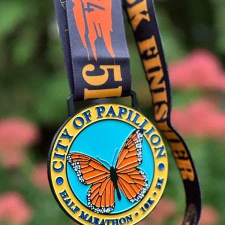 Butterfly Race Medal for the City of Papillion Half Marathon