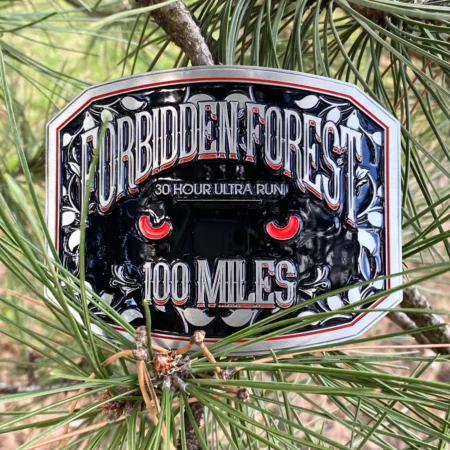 Belt Buckle Medal for the Forbidden Forest 50K Trail Race