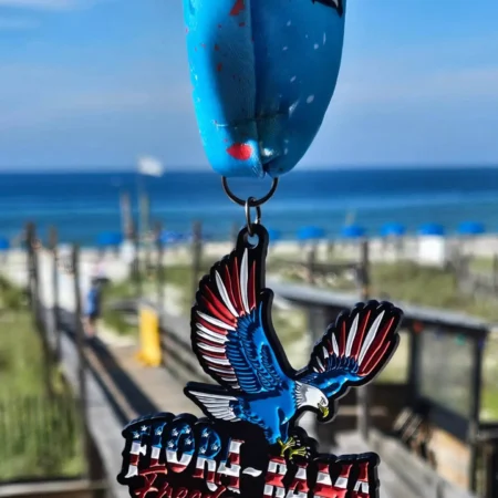 Custom Shape, Black Dye Race Medal for the Florabama Freedom Run 5K