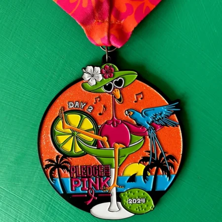 Colorful Glitter Filled Race Medal for Pledge the Pink Races