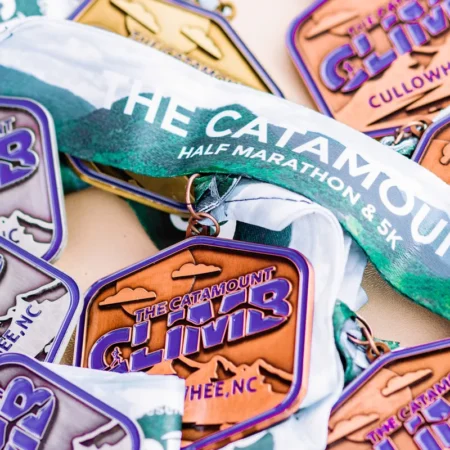 Custom Race Medals for the Catamount Climb Half Marathon and 5K Races