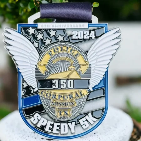 Intricate Race Medal for the Speedy 5K Memorial Race