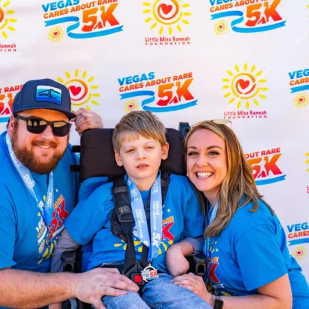 Family and Race Medals for the Vegas Cares About Rare 5K