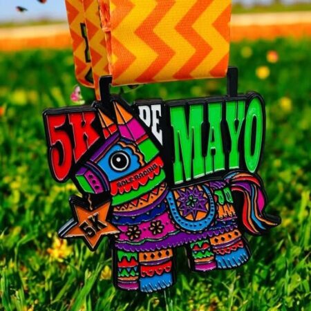 Cinco de Mayo 5K Black Dye and Color-fill Race Medal