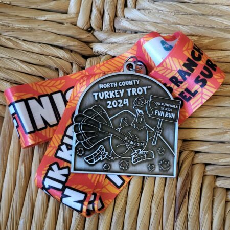 North County No Color Turkey Trot Race Medal with Custom Ribbon