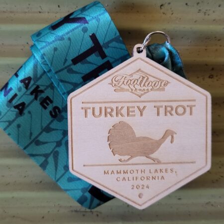 Custom Wood Turkey Trot Race Medal with Custom Ribbon
