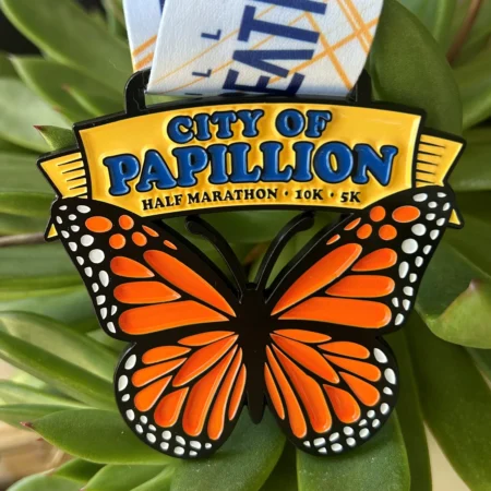 City of Papillion Half Marathon Butterfly Race Medal